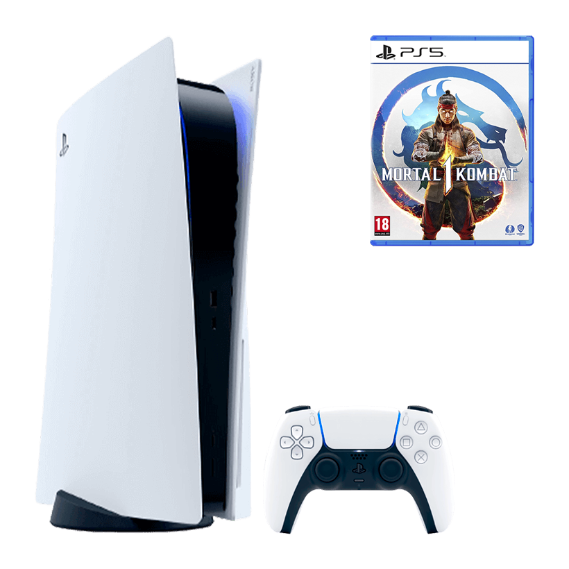 Набір Консоль Sony PlayStation 5 Blu-ray 825GB White Новий + Гра Mortal Kombat 1 Російські Субтитри - Retromagaz