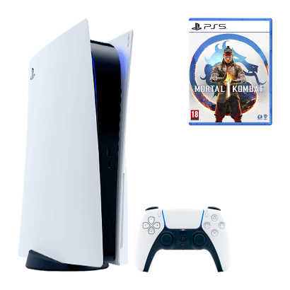 Набір Консоль Sony PlayStation 5 Blu-ray 825GB White Новий  + Гра Mortal Kombat 1 Російські Субтитри - Retromagaz