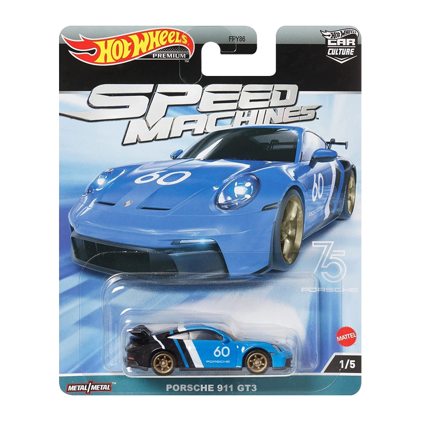 Машинка Premium Hot Wheels Porsche Porsche 911 GT3 Speed Machines 1:64 HKC44 Blue - Retromagaz