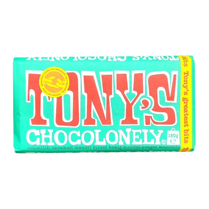 Шоколад Молочный Tony's с Карамелью Миндалем Кренделями Нугой и Солью 180g - Retromagaz