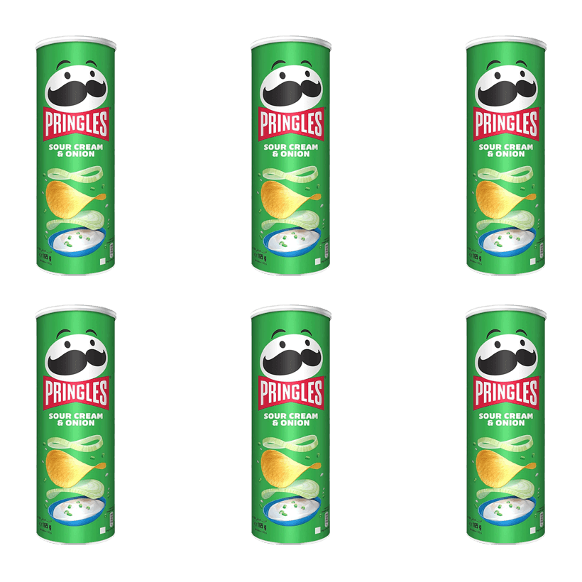 Набор Чипсы 6шт Pringles Sour Cream & Onion 165g - Retromagaz
