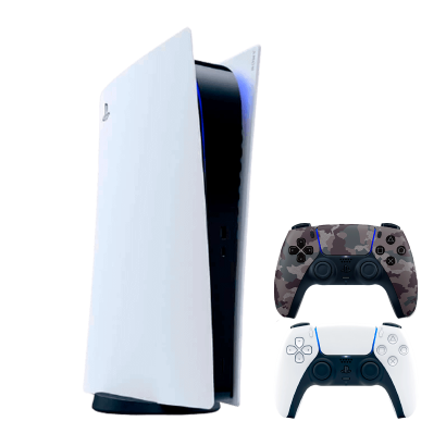 Набір Консоль Sony PlayStation 5 Digital Edition 825GB White Новий  + Геймпад Бездротовий DualSense Grey Camouflage - Retromagaz