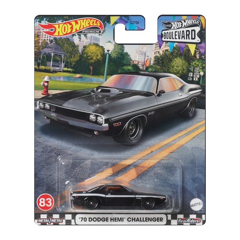 Машинка Premium Hot Wheels '70 Dodge Hemi Challenger Boulevard 1:64 GJT68/HKF25 Black - Retromagaz