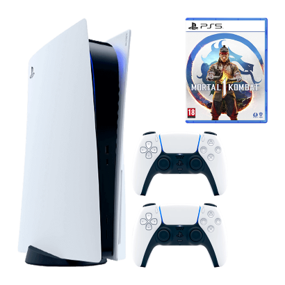 Набір Консоль Sony PlayStation 5 Blu-ray 825GB White Новий  + Геймпад Бездротовий DualSense + Гра Mortal Kombat 1 Російські Субтитри - Retromagaz
