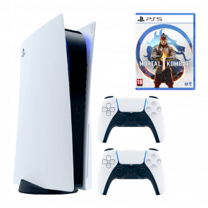 Набор Консоль Sony PlayStation 5 Blu-ray 825GB White Новый  + Геймпад Беспроводной DualSense + Игра Mortal Kombat 1 Русские Субтитры - Retromagaz
