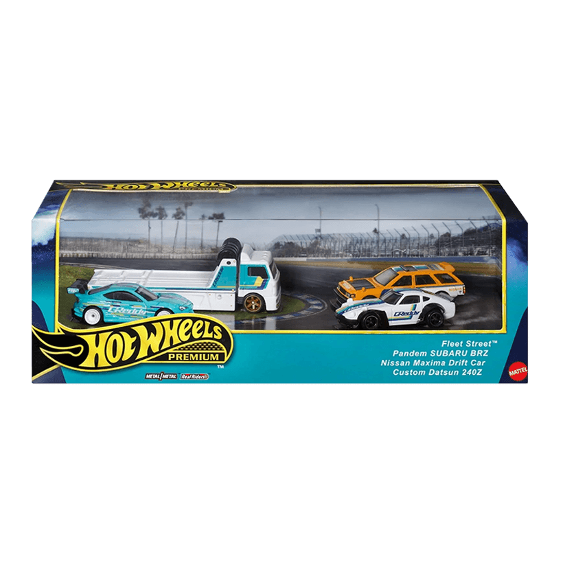 Машинка Premium 4шт Hot Wheels Pandem Subaru BRZ / Nissan Maxima Drift Car / Custom Datsun 240Z / Fleet Street Greddy Diorama 1:64 HRT53 White - Retromagaz