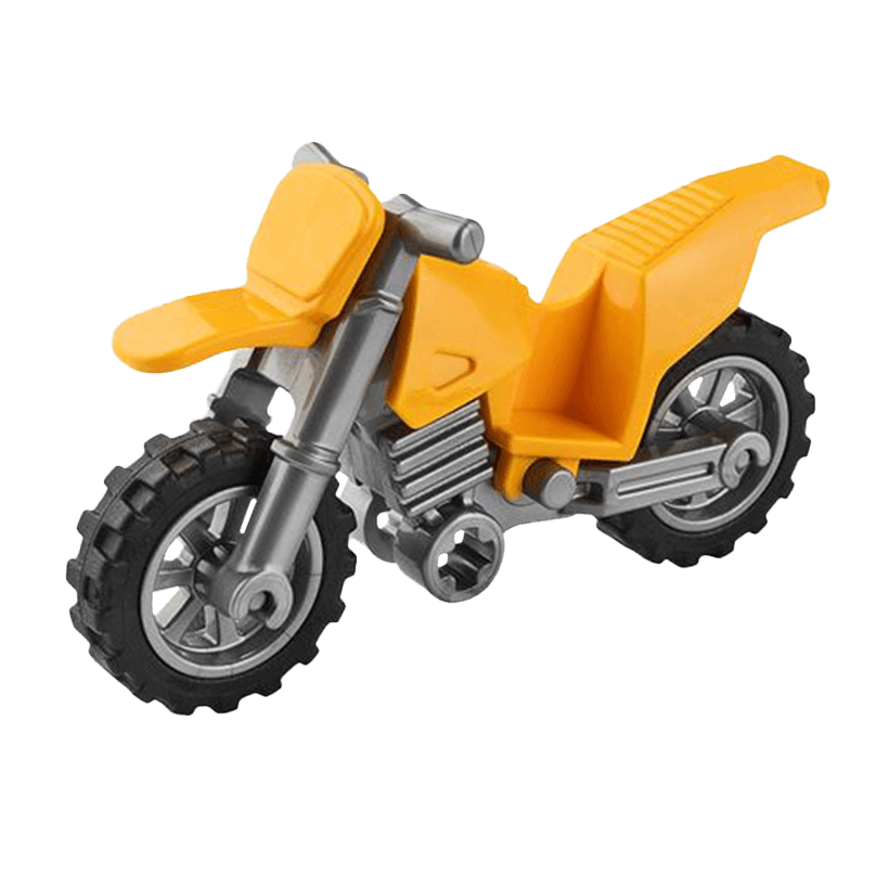 Транспорт Lego Мотоцикл Dirt Bike Flat Silver Chassis Light Bluish Gray Wheels 50860c05 Bright Light Orange Б/У - Retromagaz