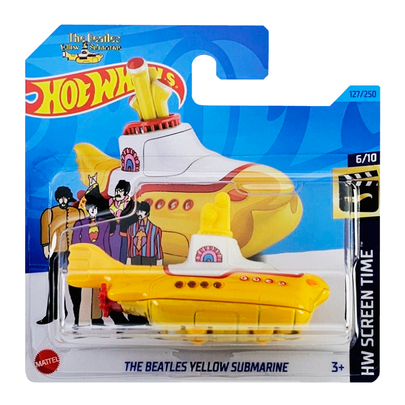 Машинка Базова Hot Wheels The Beatles Yellow Submarine Screen Time 1:64 HKH12 Yellow - Retromagaz