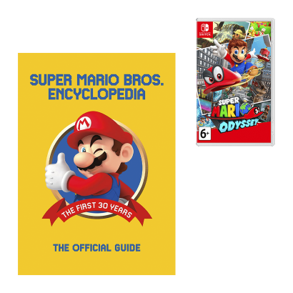 Набор Артбук Super Mario Encyclopedia: The Official Guide to the First 30 Years Nintendo Новый  + Игра Switch Super Mario Odyssey Русские Субтитры - Retromagaz