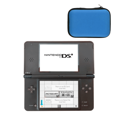 Набор Консоль Nintendo DS i XL Модифицированная 1GB Dark Brown + 10 Встроенных Игр Б/У Нормальный  + Чехол Твердый RMC 3 Blue Новый - Retromagaz