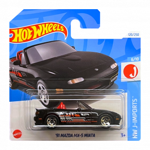 Машинка Базовая Hot Wheels '91 Mazda MX-5 Miata J-Imports 1:64 HTC47 Black