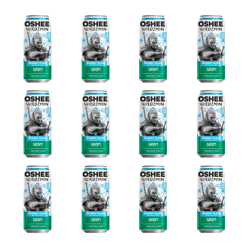 Набір Напій Енергетичний Oshee 12шт Witcher Energy Elixir Grom Mojito Zero 500ml - Retromagaz