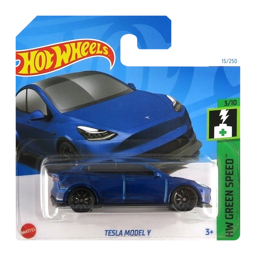 Машинка Базовая Hot Wheels Tesla Model Y Green Speed 1:64 HTB80 Dark Blue - Retromagaz