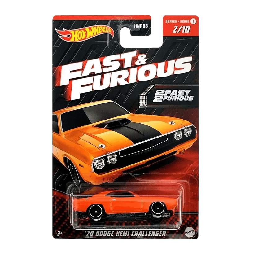 Тематическая Машинка Hot Wheels '70 Dodge Hemi Challenger Fast & Furious 1:64 HNR92 Orange - Retromagaz
