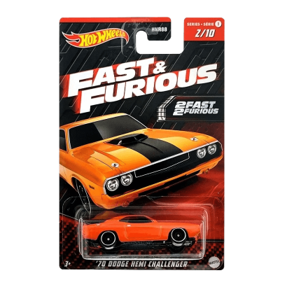 Тематическая Машинка Hot Wheels '70 Dodge Hemi Challenger Fast & Furious 1:64 HNR92 Orange - Retromagaz