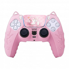 Чехол Силиконовый RMC PlayStation 5 Kitty + Touch Pad Sticker Pink Новый - Retromagaz