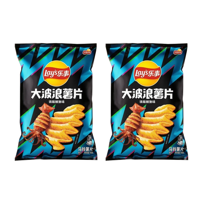 Набір Чипси 2шт Lay's Азійські Grilled Squid Flavor зі Смаком Смаженого Кальмара 70g - Retromagaz