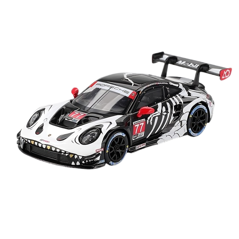 Машинка Premium MINI GT Porsche 911 GT3 R #77 AO Racing 2025 IMSA Petit Le Mans 1:64 MGT01143-CH White - Retromagaz