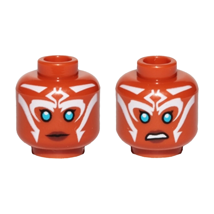 Голова Lego Джедай Ahsoka Tano Adult Blue Eyes White Lines Star Wars 3626pb1646 sw0759 6152633 Dark Orange Б/У - Retromagaz