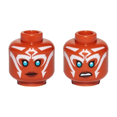 Голова Lego Джедай Ahsoka Tano Adult Blue Eyes White Lines Star Wars 3626pb1646 sw0759 6152633 Dark Orange Б/У - Retromagaz