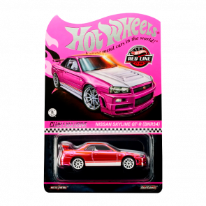 Машинка Premium Hot Wheels Nissan Skyline GT-R (BNR34) Red Line Club RLC 1:64 HNL06 Pink - Retromagaz