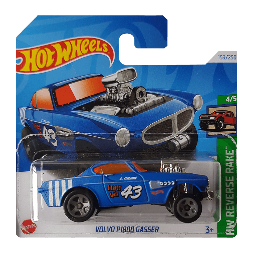 Машинка Базовая Hot Wheels Volvo P1800 Gasser Reverse Rake 1:64 HTB92 Blue - Retromagaz