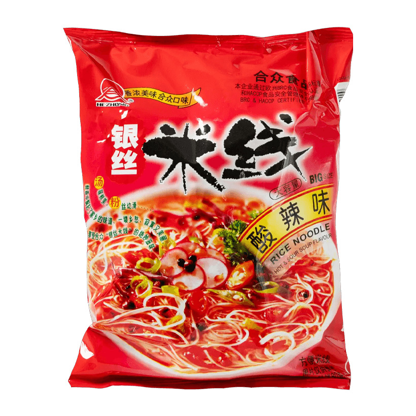 Локшина Hezhong Рисова Кисло-Гостра Гостра 115g - Retromagaz