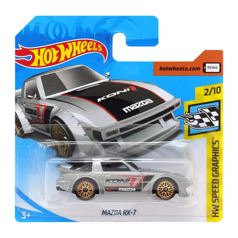 Машинка Базовая Hot Wheels Mazda RX-7 Speed Graphics 1:64 FYD25 Metallic Silver - Retromagaz