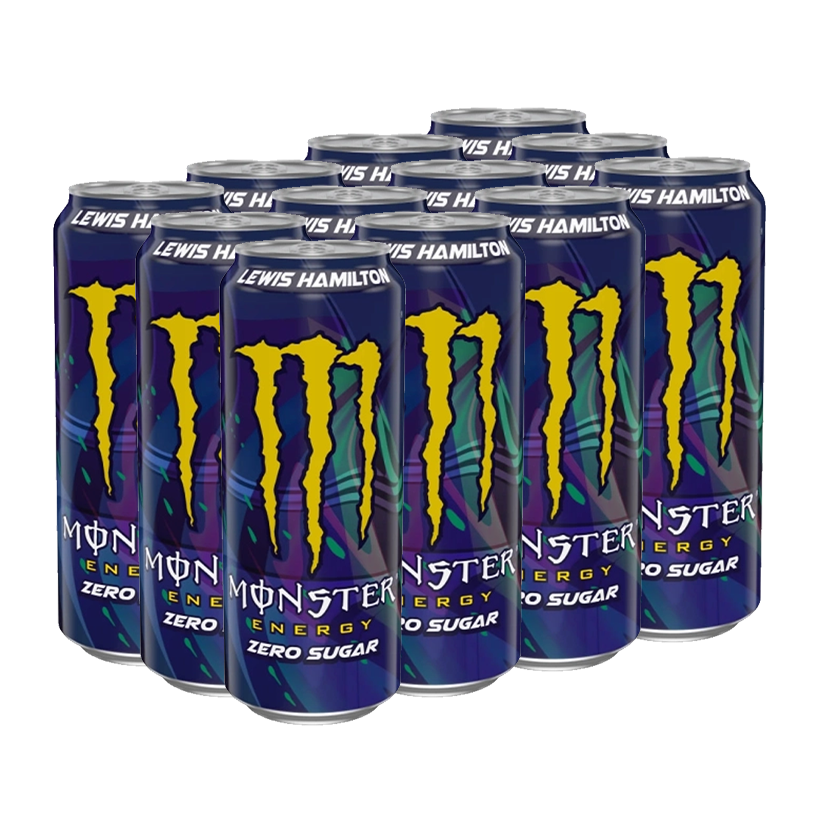 Набор Напиток Энергетический 12шт Monster Energy Lewis Hamilton Formula 1 Zero Sugar 500ml - Retromagaz