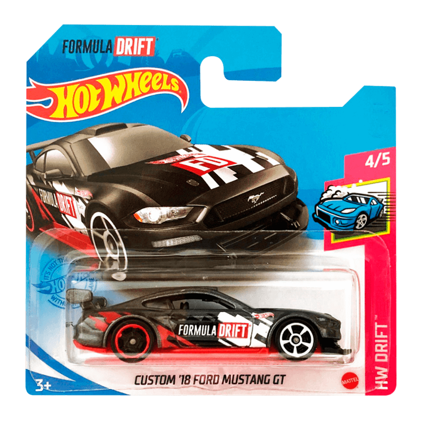 Машинка Базова Hot Wheels Formula Drift Custom '18 Ford Mustang GT Drift 1:64 GTB25 Black - Retromagaz