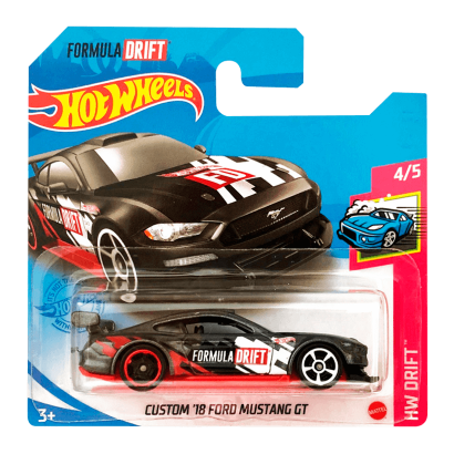 Машинка Базовая Hot Wheels Formula Drift Custom '18 Ford Mustang GT Drift 1:64 GTB25 Black - Retromagaz