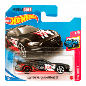Машинка Базовая Hot Wheels Formula Drift Custom '18 Ford Mustang GT Drift 1:64 GTB25 Black
