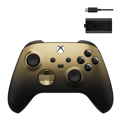 Набір Геймпад Бездротовий Microsoft Xbox Series Controller Special Edition Gold Shadow Новий  + Акумулятор Play and Charge Kit + Кабель USB Type-C Black - Retromagaz