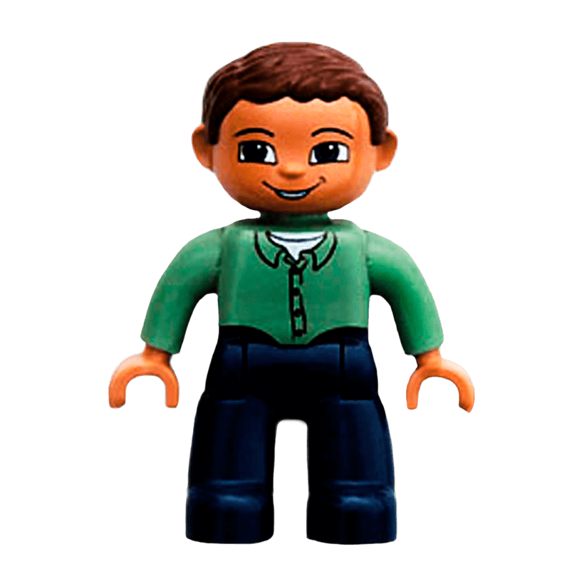 Фігурка Lego Boy Dark Blue Legs Sand Green Top Duplo 47394pb036 Б/У - Retromagaz