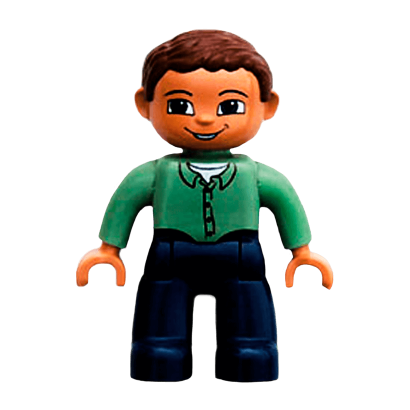 Фігурка Lego Boy Dark Blue Legs Sand Green Top Duplo 47394pb036 Б/У - Retromagaz