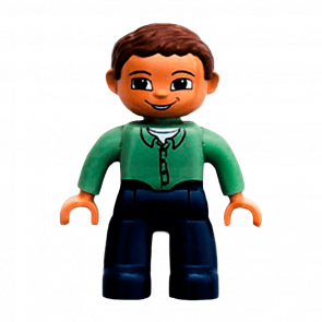 Фігурка Lego Boy Dark Blue Legs Sand Green Top Duplo 47394pb036 Б/У
