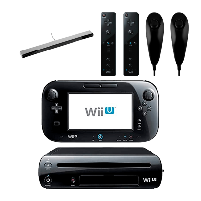 Набір Консоль Nintendo Wii U Модифікована 96GB Black + 10 Вбудованих Ігор Б/У  + Сенсор Руху Дротовий Sensor Bar Silver + Контролер Дротовий Nunchuk 2шт + Контролер Бездротовий Remote 2шт - Retromagaz