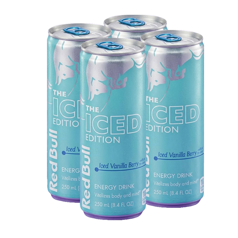 Набор Напиток Энергетический 4шт Red Bull Iced Edition Vanilla Berry 250ml - Retromagaz