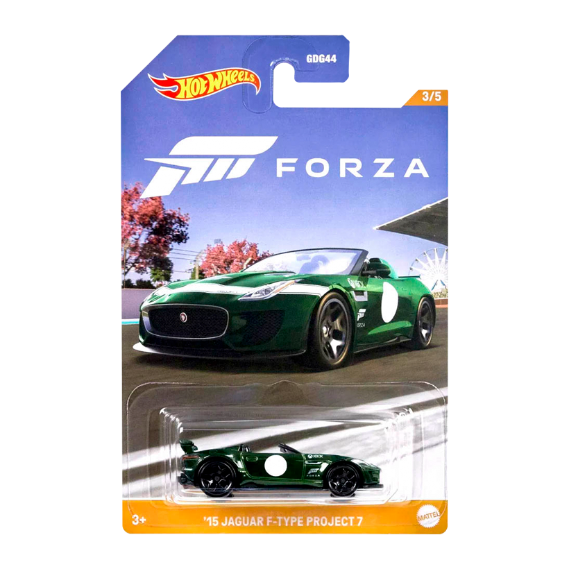 Тематическая Машинка Hot Wheels '15 Jaguar F-Type Project 7 Forza 1:64 HLK27 Green - Retromagaz