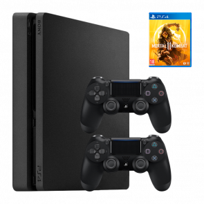 Набір Консоль Sony PlayStation 4 Slim 500GB Black Б/У + Гра Mortal Kombat 11 Російські Субтитри + Геймпад Бездротовий DualShock 4 Version 2 2шт Набір Консоль Sony PlayStation 4 Slim 500GB Black Б/У + Гра Mortal Kombat 11 Російські Субтитри + Геймпад Бездротовий DualShock 4 Version 2 2шт - Retromagaz