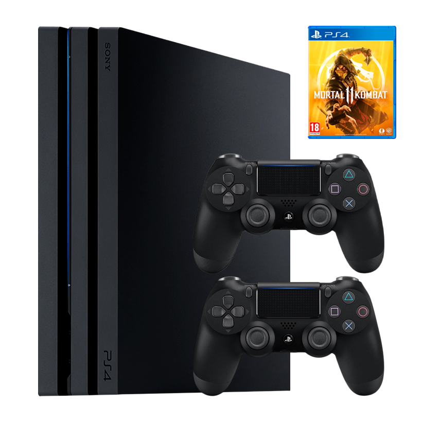 Набір Консоль Sony PlayStation 4 Pro CUH-72xx 1TB Black Б/У  + Гра Mortal Kombat 11 Російські Субтитри + Геймпад Бездротовий DualShock 4 Version 2 2шт - Retromagaz