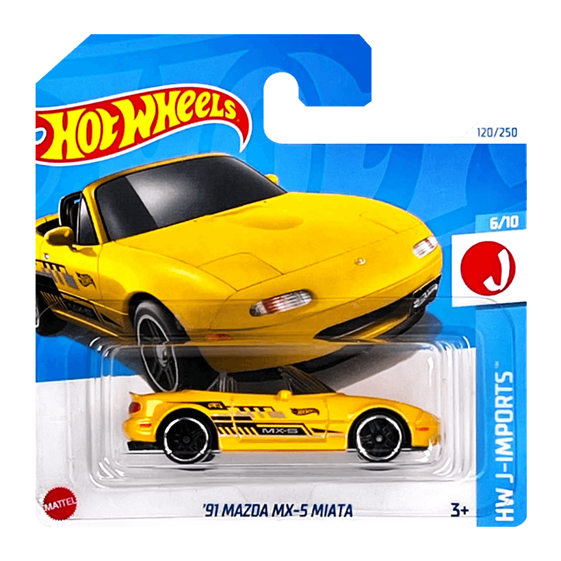 Машинка Базова Hot Wheels '91 Mazda MX-5 Miata J-Imports 1:64 HTD80 Yellow - Retromagaz
