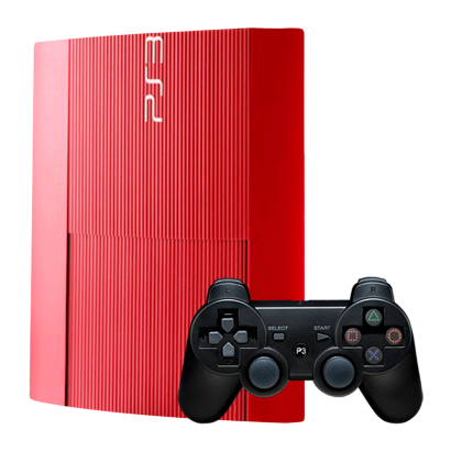 Набір Консоль Sony PlayStation 3 Super Slim 500GB Red Б/У  + Геймпад Бездротовий RMC Black Новий - Retromagaz