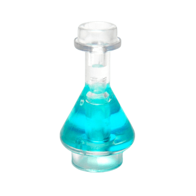 Посуд Lego Bottle Erlenmeyer Flask with Trans-Light Blue Fluid Pattern 93549pb04 6042467 Trans-Clear Б/У - Retromagaz