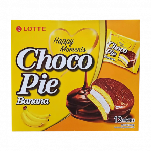 Тістечка Lotte Чокопай Банановий Choco Pie Banana (12 Тістечок) 336g - Retromagaz