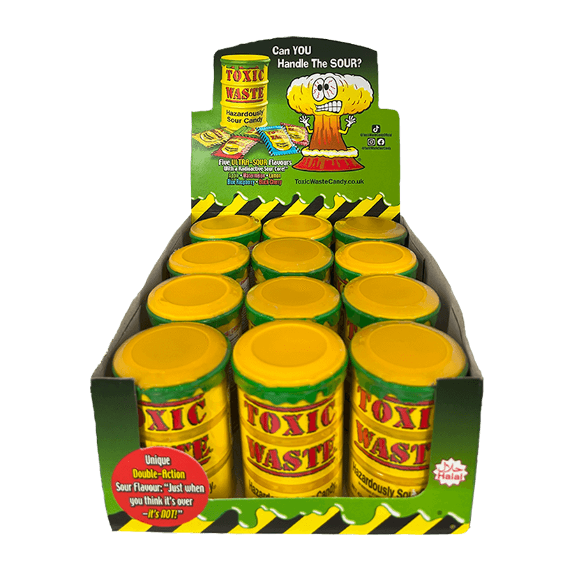Набір Цукерки 12шт Toxic Waste Yellow Hazardously Sour Candy 42g - Retromagaz