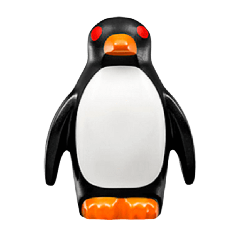 Фігурка Lego Земля Penguin with Flippers and Stud on Back with Orange Beak White Stomach Red Eyes Animals 26076pb02 6179133 Black Б/У - Retromagaz