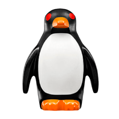 Фигурка Lego Penguin with Flippers and Stud on Back with Orange Beak White Stomach Red Eyes Animals Земля 26076pb02 1 6179133 Black Б/У - Retromagaz