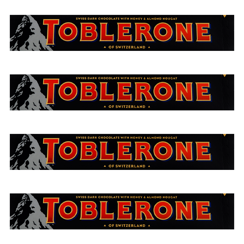 Набір Шоколад 4шт Toblerone Чорний з Медово-Мигдальною Нугою 100g - Retromagaz
