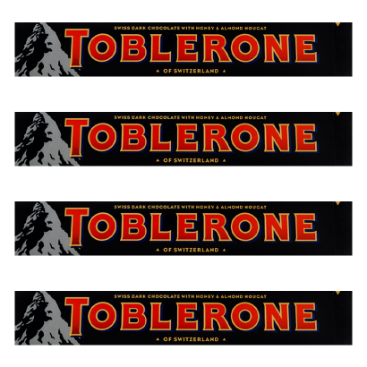 Набор Шоколад 4шт Toblerone Чорный с Медово-Миндальной Нугой 100g - Retromagaz